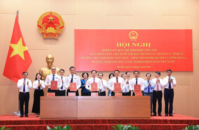 Thành phố Hà Nội, tỉnh Sơn La ký Quy chế phối hợp công tác với Kiểm toán Nhà nước