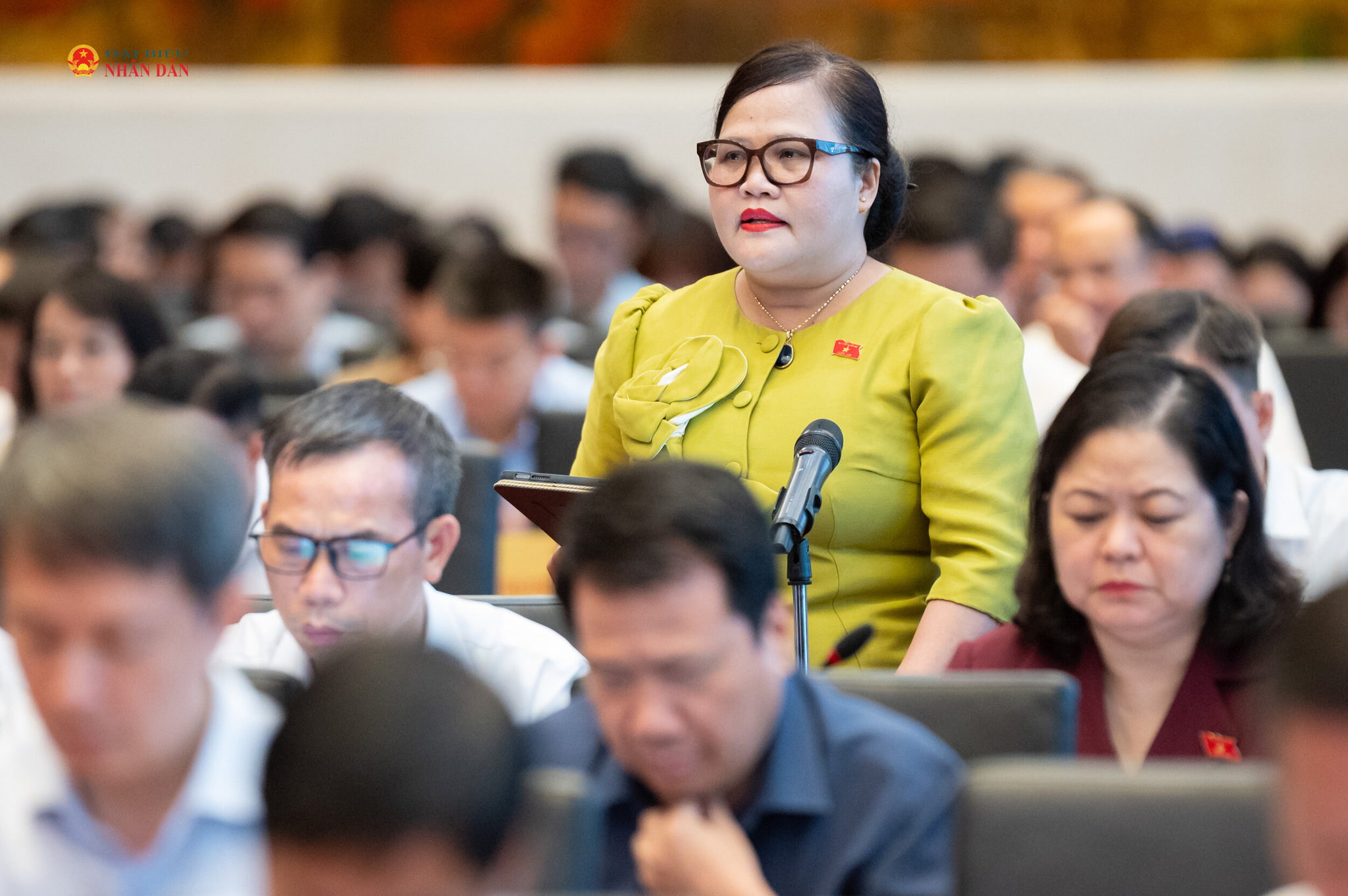 Phó Trưởng đoàn đại biểu Quốc hội chuyên trách thành phố Huế Nguyễn Thị Sửu phát biểu
