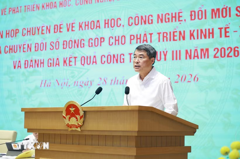 Thủ tướng Lê Minh Hưng, Trưởng Ban Chỉ đạo 57 Trung ương chủ trì phiên họp. (Ảnh: Dương Giang/TTXVN)