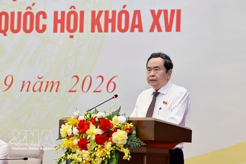 National Assembly (NA) President Tran Thanh Man speaks at the first conference of full-time deputies of the 16th-tenure NA. (Photo: VNA)