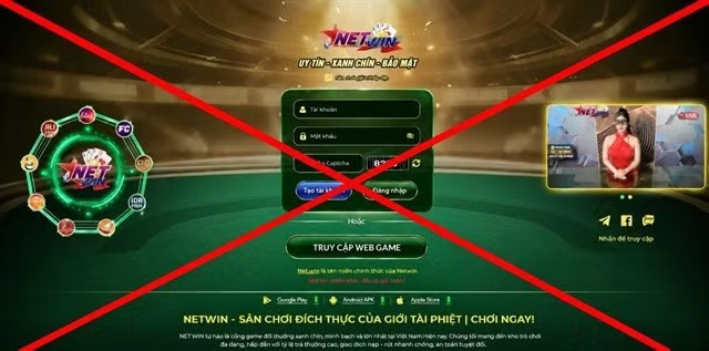 Net.win website interface. (Photo thuonghieucongluan.com.vn)