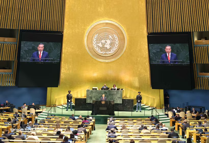 General Secretary of the Communist Party of Vietnam Central Committee and President To Lam addresses the high-level general debate of the 81st session of the United Nations General Assembly (Photo: VNA)