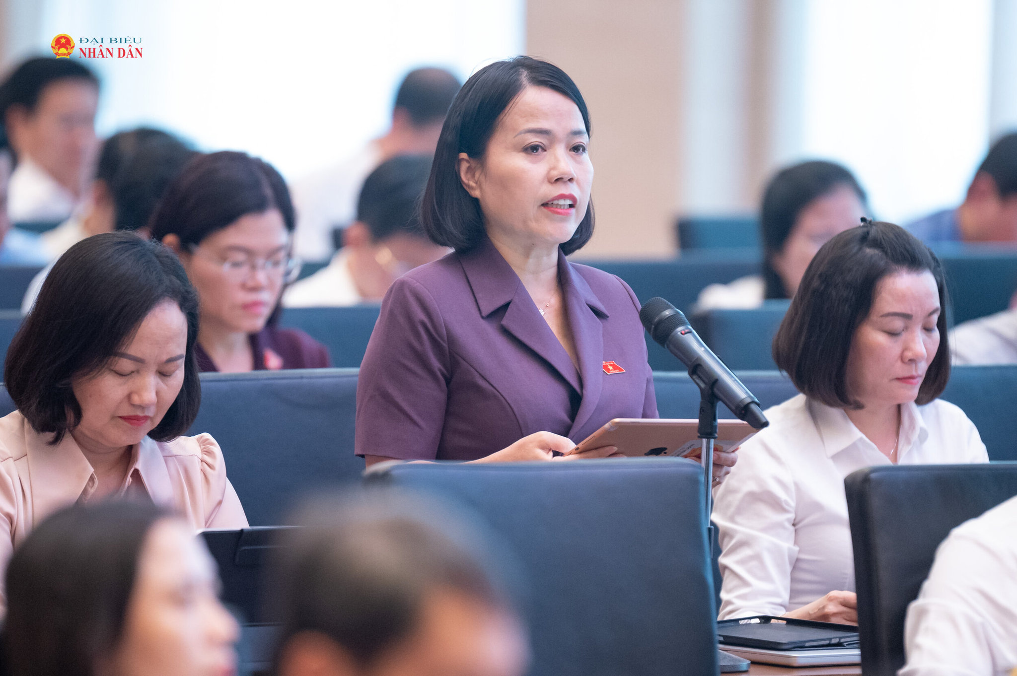 Phó Trưởng đoàn ĐBQH chuyên trách tỉnh Tuyên Quang Lý Thị Lan phát biểu