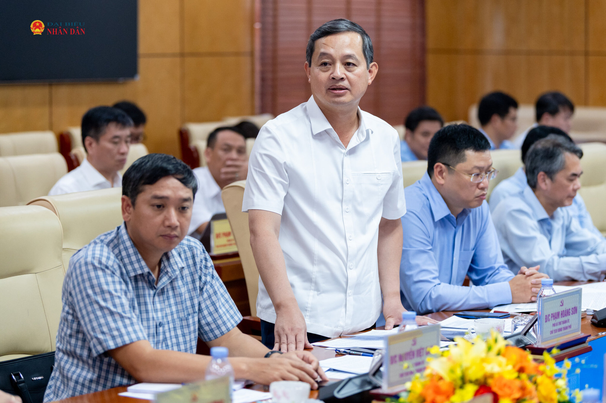 Phó Bí thư Thành ủy, Chủ tịch UBND Thành phố Bắc Ninh Phạm Hoàng Sơn phát biểu