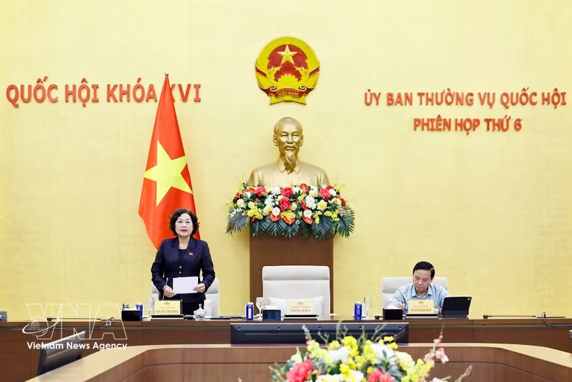 NA Vice President Nguyen Thi Hong speaks at the meeting (Photo: VNA)
