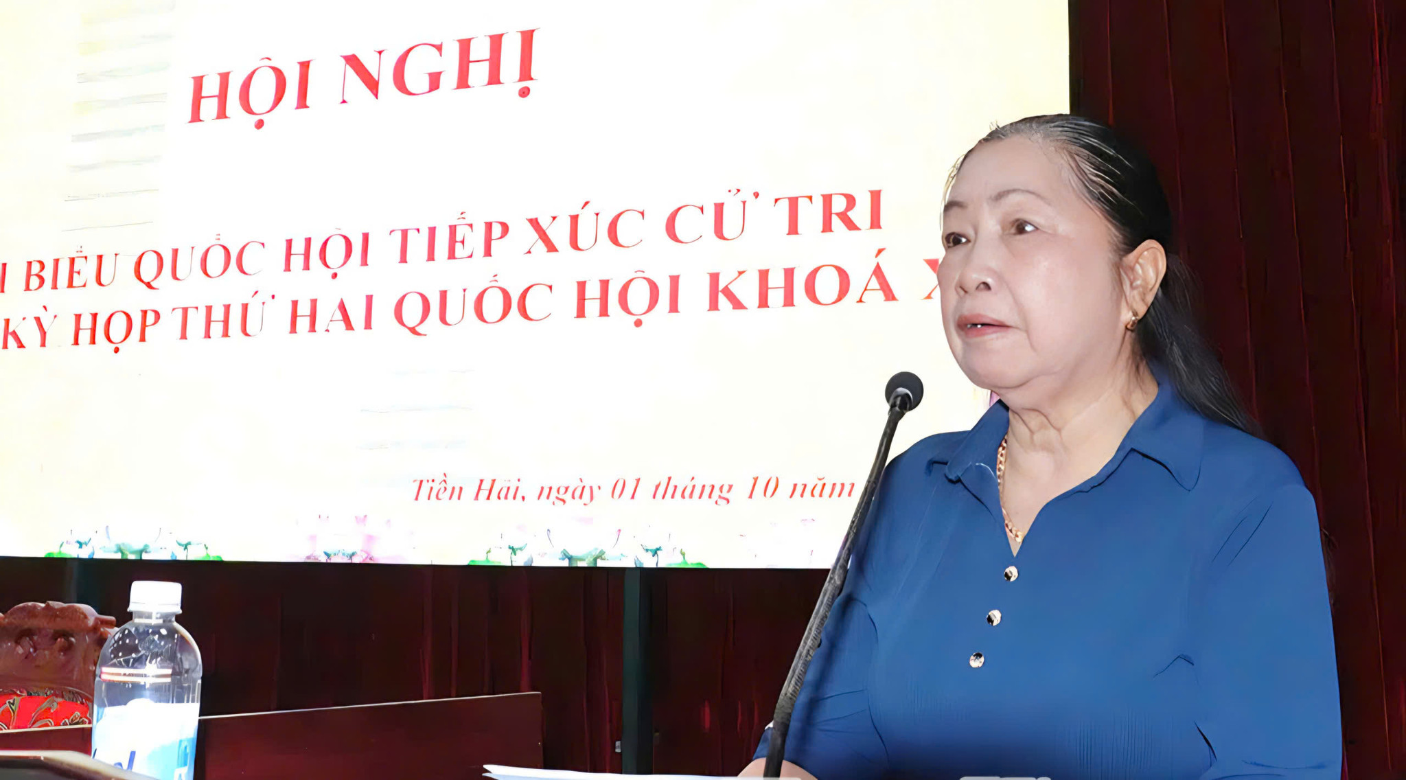 Cử tri xã Tiền Hải phát biểu ý kiến tại hội nghị