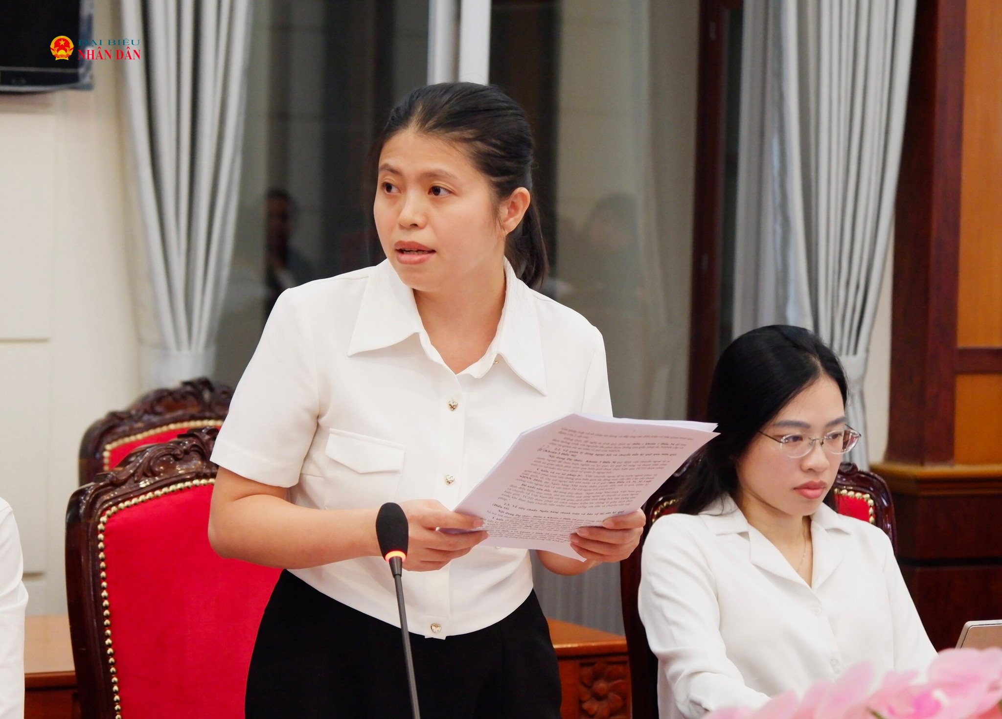Đại diện Ngân hàng Nhà nước Khu vực II Lê Thanh Hằng phát biểu. Ảnh: Hoa Lê
