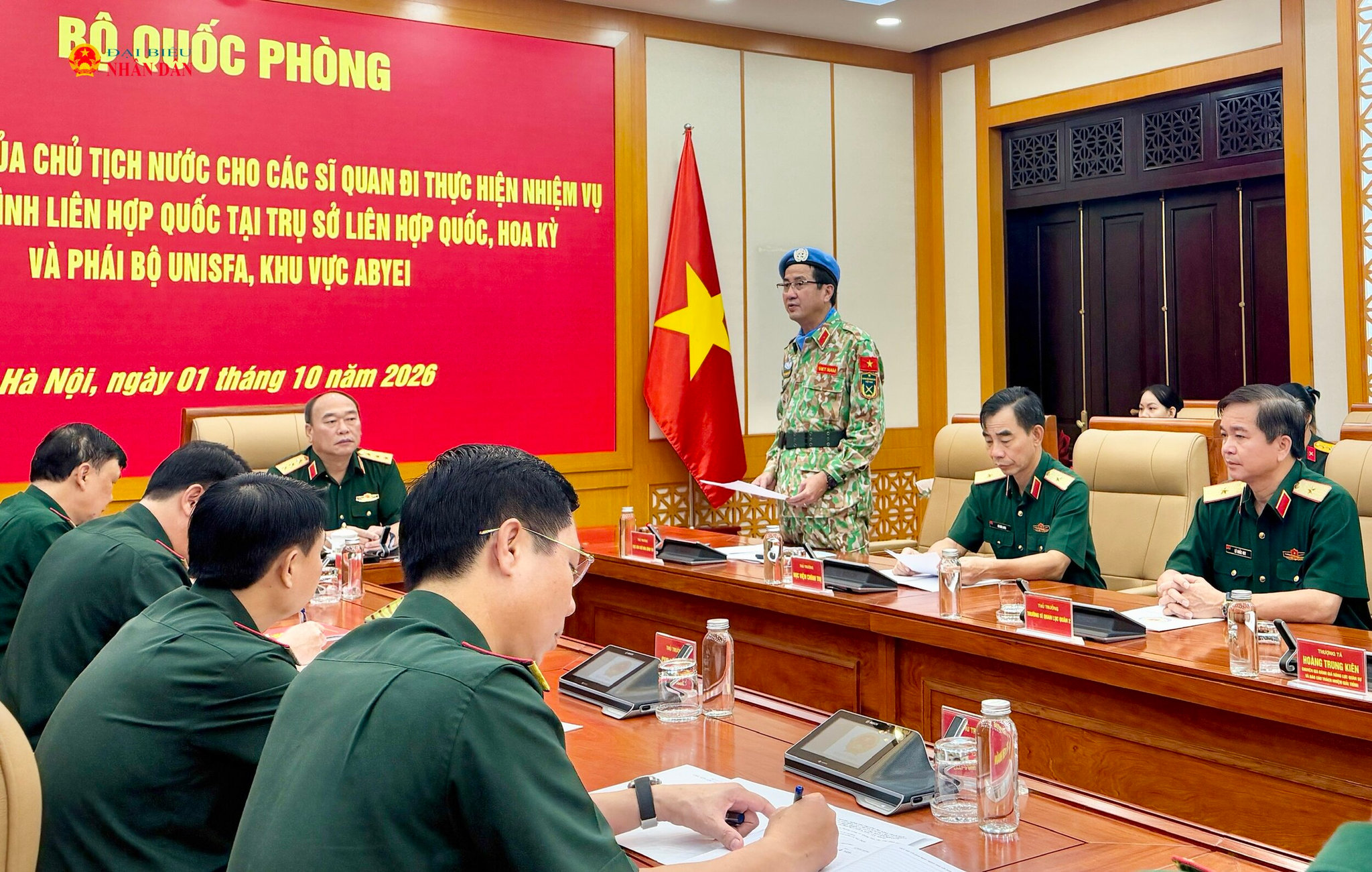 Cục trưởng Cục Gìn giữ hòa bình Việt Nam, Thiếu tướng Phạm Mạnh Thắng phát biểu tại buổi lễ