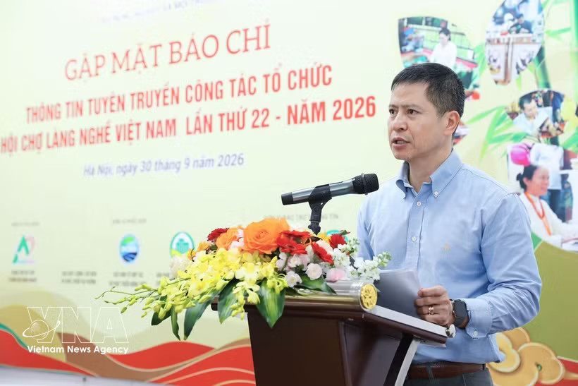 Nguyen Minh Tien, Director of the Trade Promotion Centre for Agriculture, speaks at the September 30 press briefting announcing the 22nd Vietnam Craft Village Fair. (Photo: VNA)