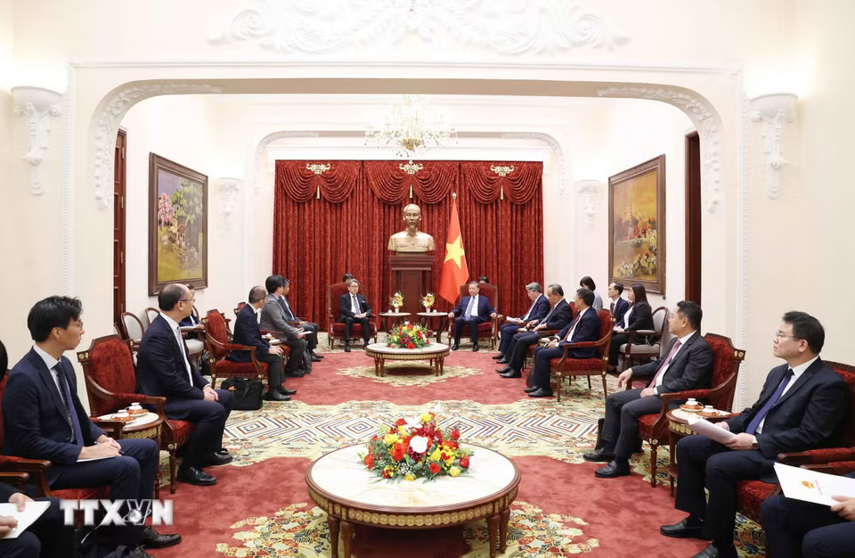 Tổng Bí thư, Chủ tịch nước Tô Lâm tiếp ông Maeda Tadashi, Chủ tịch Hội đồng quản trị Ngân hàng Hợp tác Quốc tế Nhật Bản (JBIC)