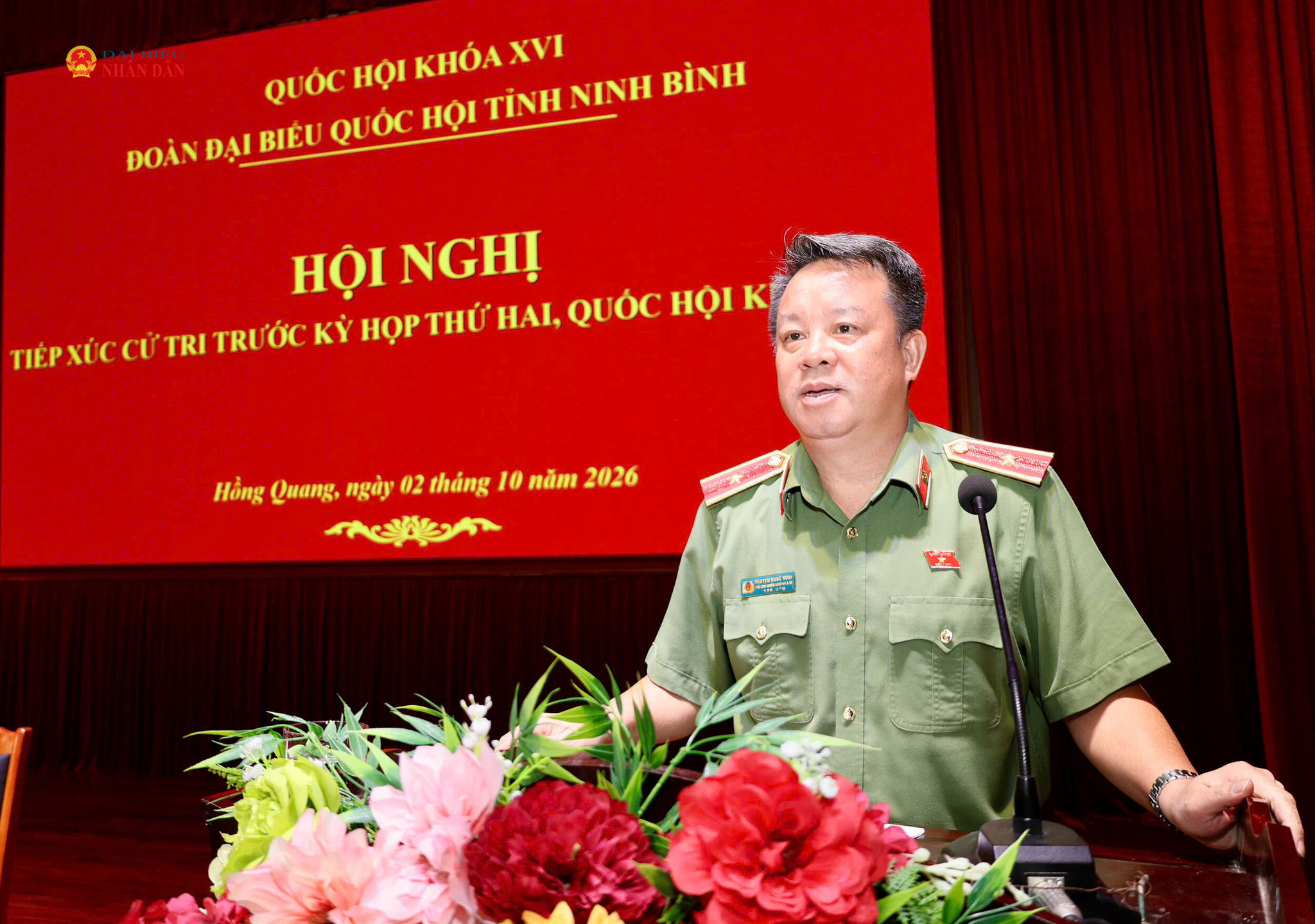 Phó Chủ nhiệm Ủy ban Quốc phòng, An ninh và Đối ngoại, Thiếu tướng Nguyễn Quốc Hùng phát biểu tại hội nghị