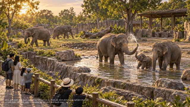 Những cuộc gặp gỡ gần gũi tại Safari giúp du khách tìm hiểu tập tính các loài, học cách tôn trọng, chăm sóc và bảo vệ động vật.
