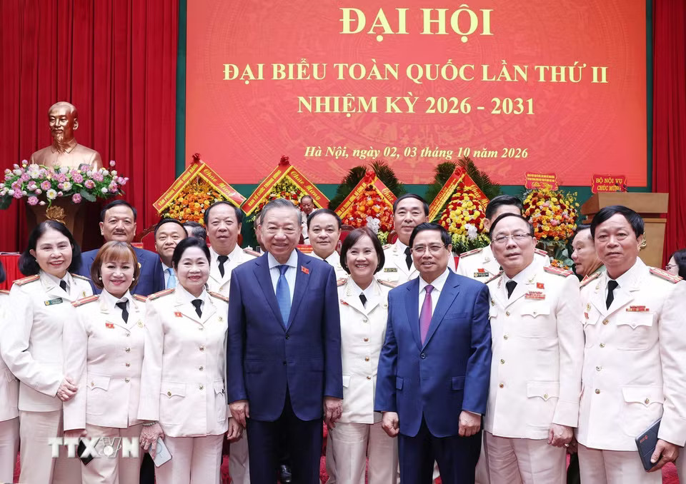 Tổng Bí thư, Chủ tịch nước Tô Lâm và các đại biểu tham dự Đại hội toàn quốc lần thứ II Hội Cựu Công an nhân dân Việt Nam