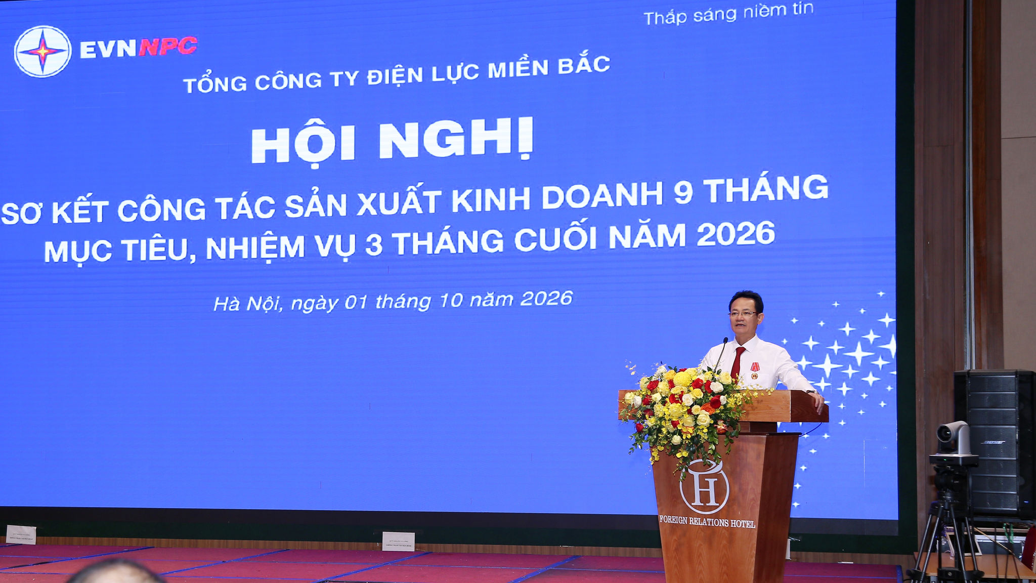 Ông Nguyễn Đức Thiện_TGĐ EVNNPC phát biểu kết luận Hội nghị.