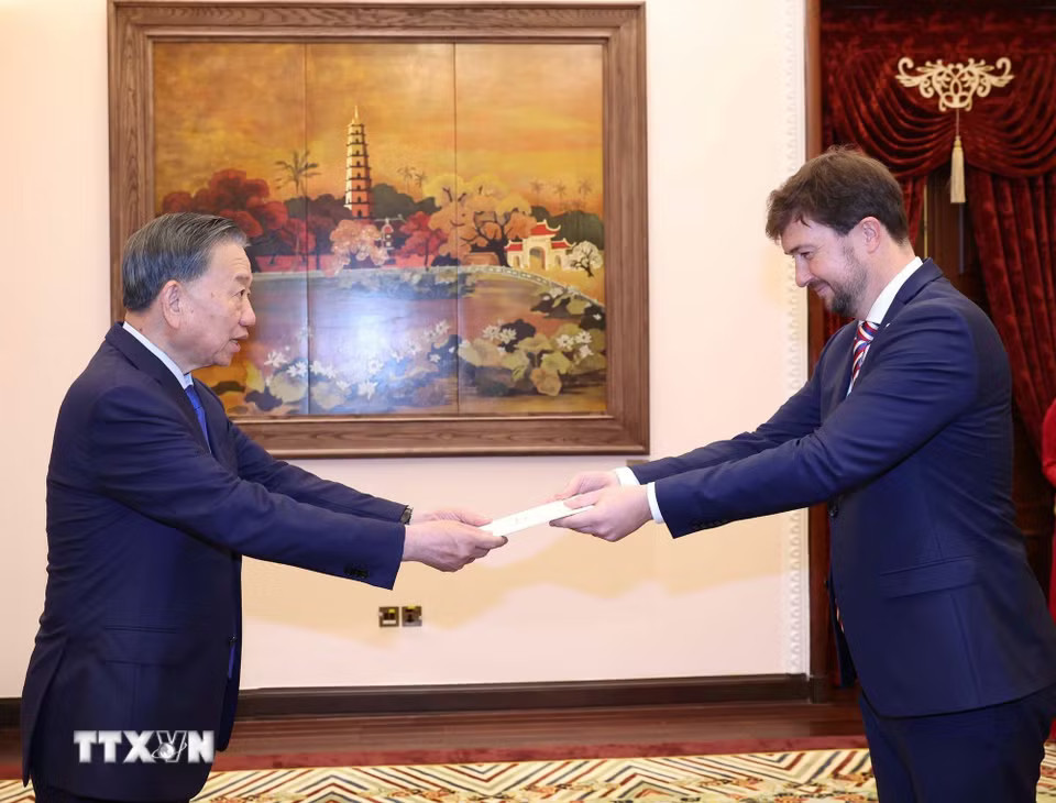 Tổng Bí thư, Chủ tịch nước Tô Lâm tiếp Đại sứ Cộng hòa Séc Lukáš Kaucký. (Ảnh: Thống Nhất/TTXVN)