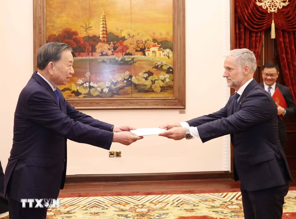 Tổng Bí thư, Chủ tịch nước Tô Lâm tiếp Đại sứ Vương quốc Na Uy Stein Iversen. (Ảnh: Thống Nhất/TTXVN)