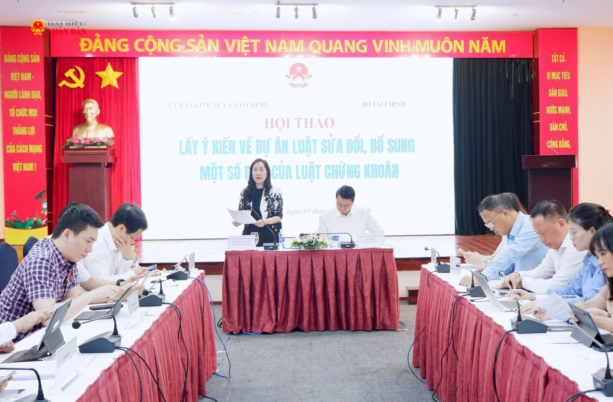 Phó Chủ nhiệm Ủy ban Kinh tế và Tài chính Đoàn Thị Thanh Mai phát biểu