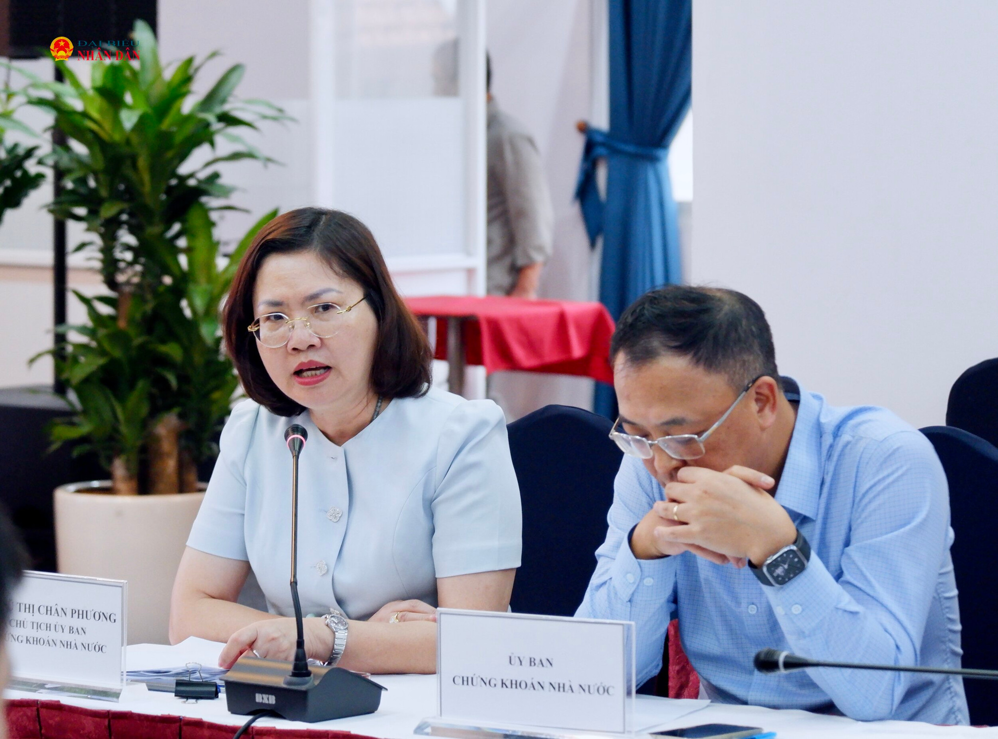 Chủ tịch Ủy ban Chứng khoán Nhà nước Nguyễn Thị Chân Phương phát biểu tại hội thảo