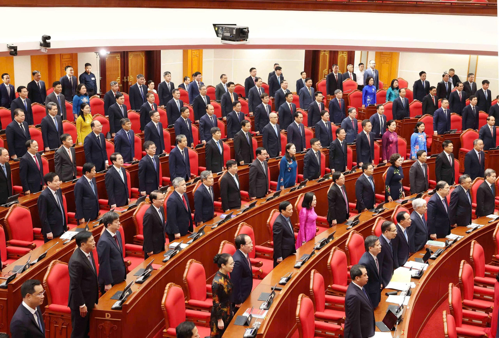 Các đại biểu thực hiện nghi lễ chào cờ