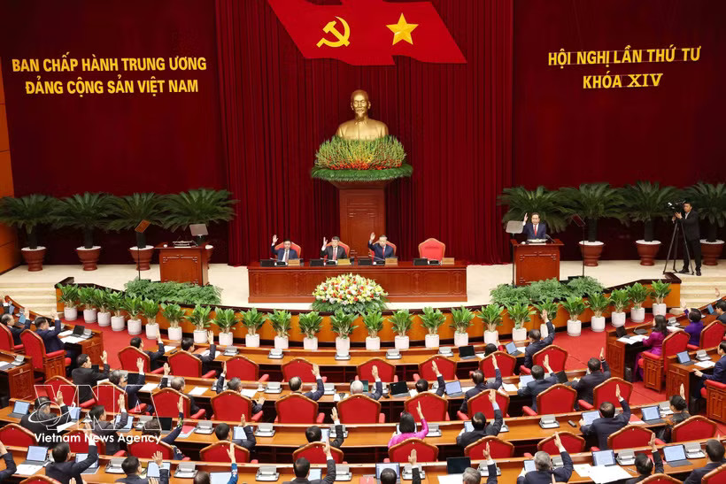 The opening session of the fourth plenum of the 14th Party Central Committee. (Photo: VNA)