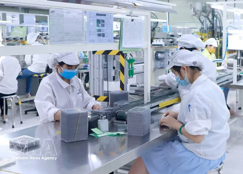 Producing electronic components at Star Engineers Vietnam Co., Ltd. in Binh Xuyen I Industrial Park, Phu Tho province (Photo: VNA) 