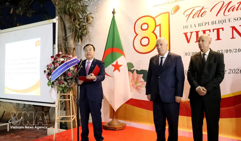 Vietnamese Ambassador to Algeria Vu Duy Long speaks at the ceremony celebrating Vietnam’s 81st National Day anniversary in Algiers on October 4, 2026. (Photo: VNA)
