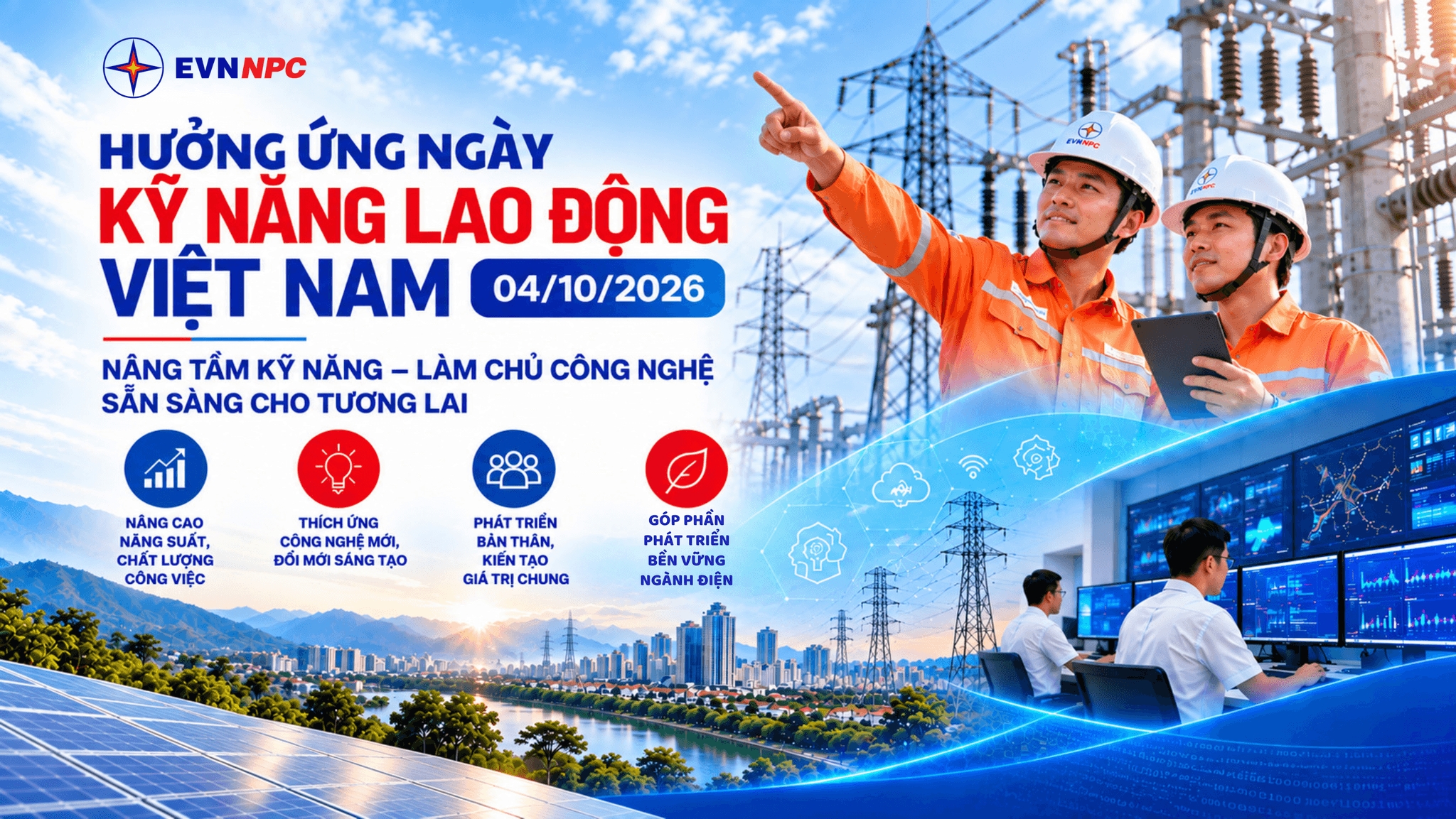 EVNNPC hưởng ứng Ngày Kỹ năng lao động Việt Nam 4/10/2026. Ảnh NPC