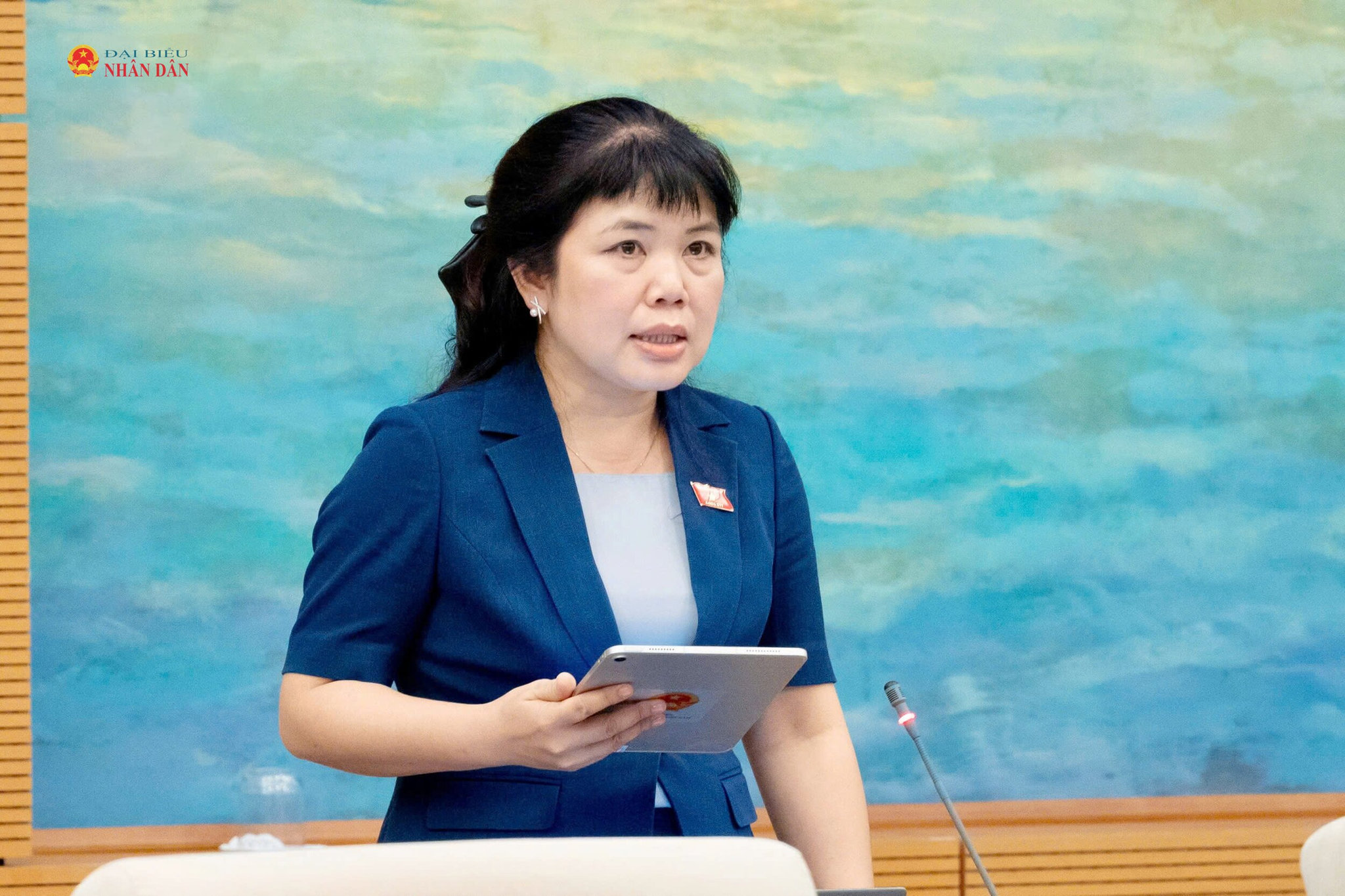 Phó Trưởng Đoàn chuyên trách Đoàn ĐBQH tỉnh Quảng Ninh Nguyễn Thị Thu Hà phát biểu