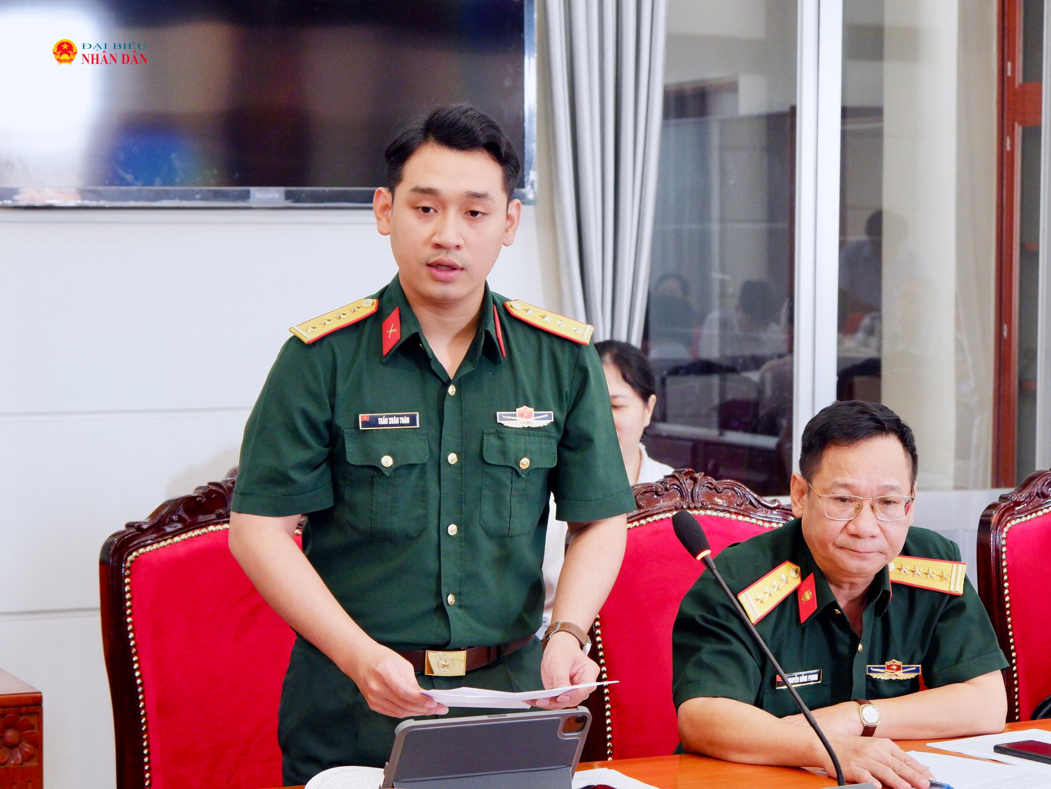 Đại diện Bệnh viện Quân y 175 Trần Xuân Toàn phát biểu