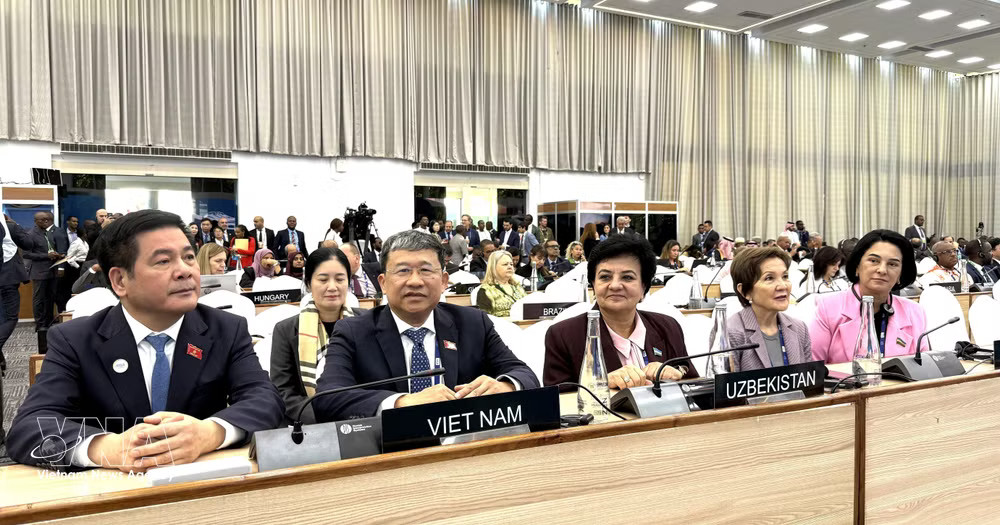 National Assembly Vice President Nguyen Hong Dien (first, left) attends the 153rd Assembly of the Inter-Parliamentary Union (IPU-153) in Arusha, Tanzania. (Photo: VNA) vnanet-nguyen-hong-iden.jpg