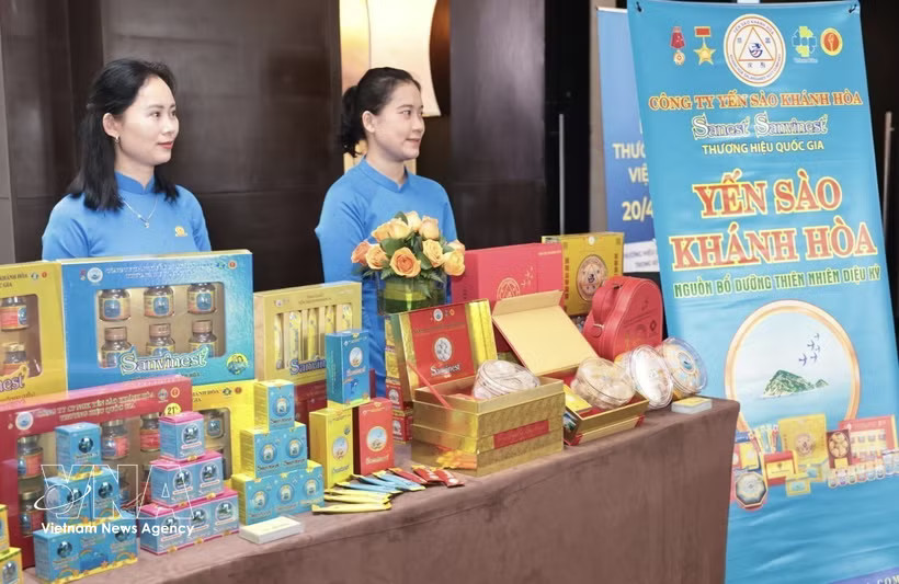 National Brand products are on display at the Vietnam National Brand International Forum. (Photo: VNA)
