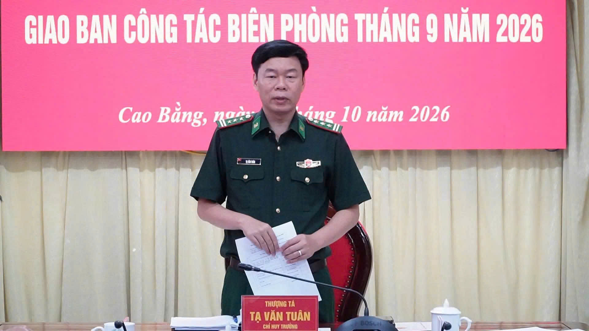 Thượng tá Tạ Văn Tuân, Chỉ huy trưởng BĐBP tỉnh Cao Bằng phát biểu.