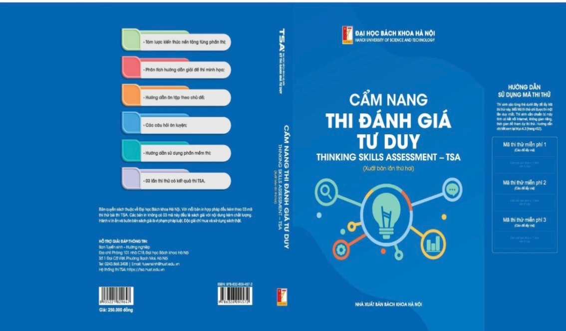 Bìa sách ”Cẩm nang thi Đánh giá tư duy TSA”