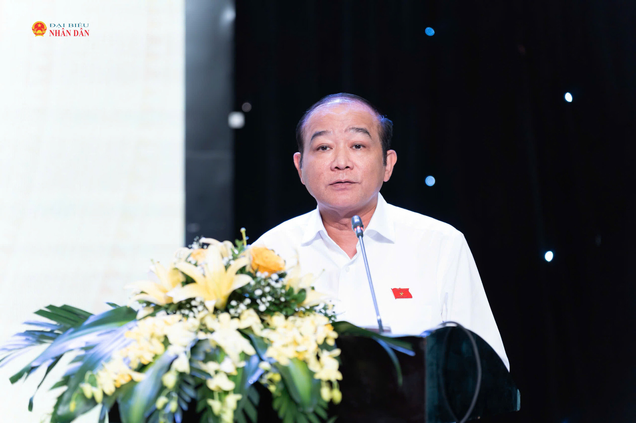 Phó Trưởng Đoàn chuyên trách Đoàn ĐBQH thành phố Hải Phòng Lã Thanh Tân phát biểu