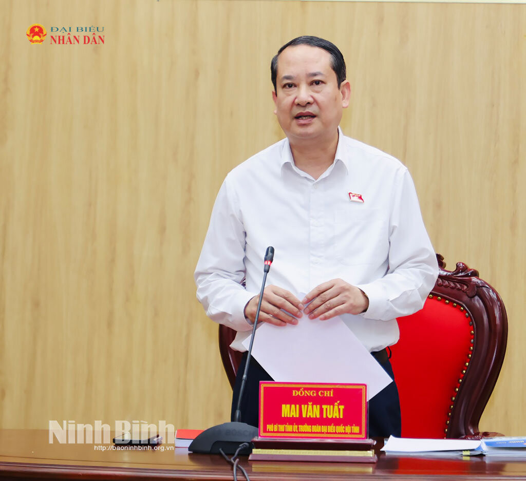 Phó Bí thư Tỉnh ủy, Trưởng Đoàn ĐBQH tỉnh Ninh Bình Mai Văn Tuất phát biểu