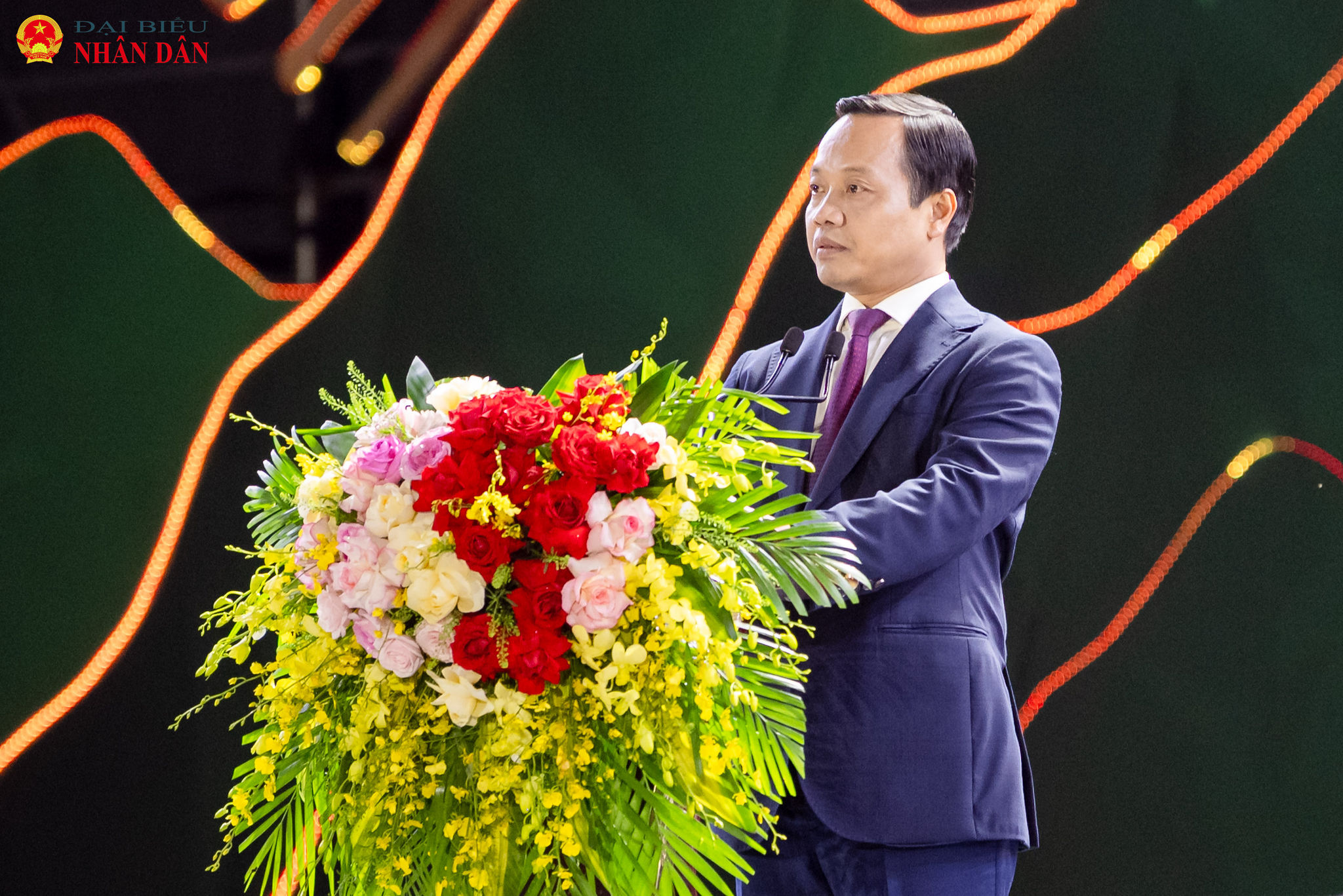 Bí thư Tỉnh ủy, Trưởng Đoàn ĐBQH tỉnh Trần Tiến Dũng phát biểu