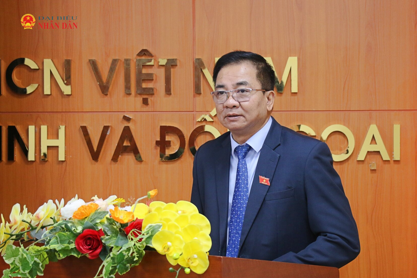 Phó Bí thư Đảng ủy, Phó Chủ nhiệm Ủy ban Quốc phòng, An ninh và Đối ngoại, Trung tướng Nguyễn Minh Đức phát biểu tại buổi lễ