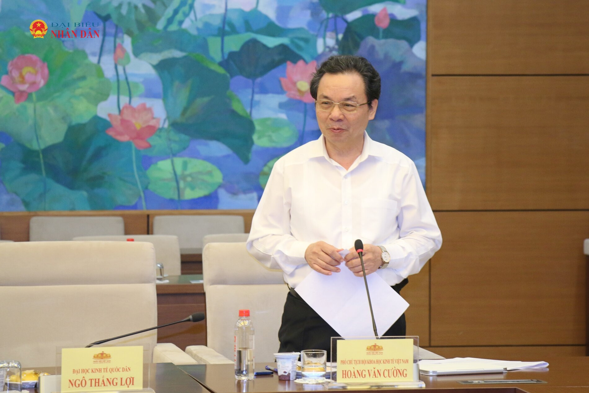 Phó Chủ tịch Hội khoa học kinh tế Việt Nam Hoàng Văn Cường phát biểu tại tọa đàm