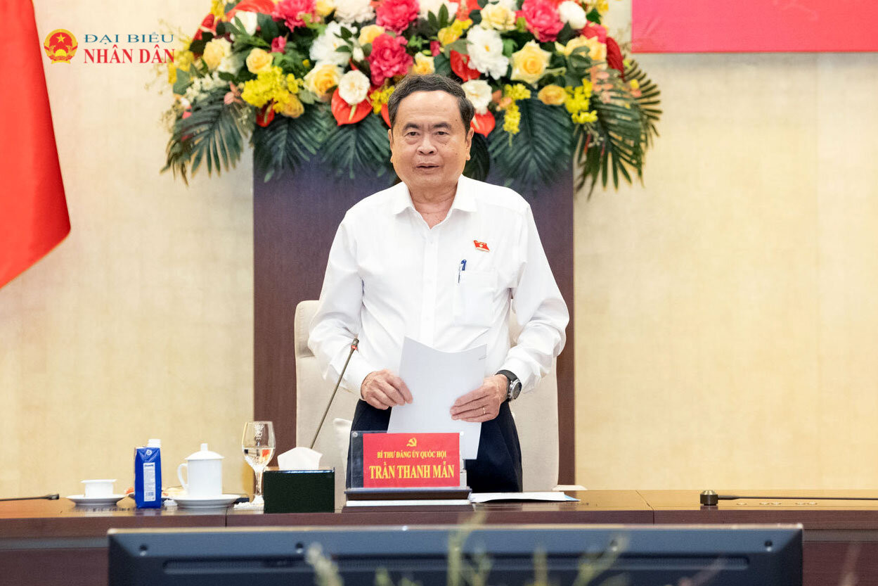 Bí thư Đảng ủy Quốc hội, Chủ tịch Quốc hội Trần Thanh Mẫn phát biểu tại hội nghị