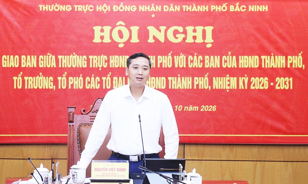 Phó Bí thư Thành ủy, Chủ tịch HĐND thành phố Nguyễn Việt Oanh phát biểu kết luận hội nghị