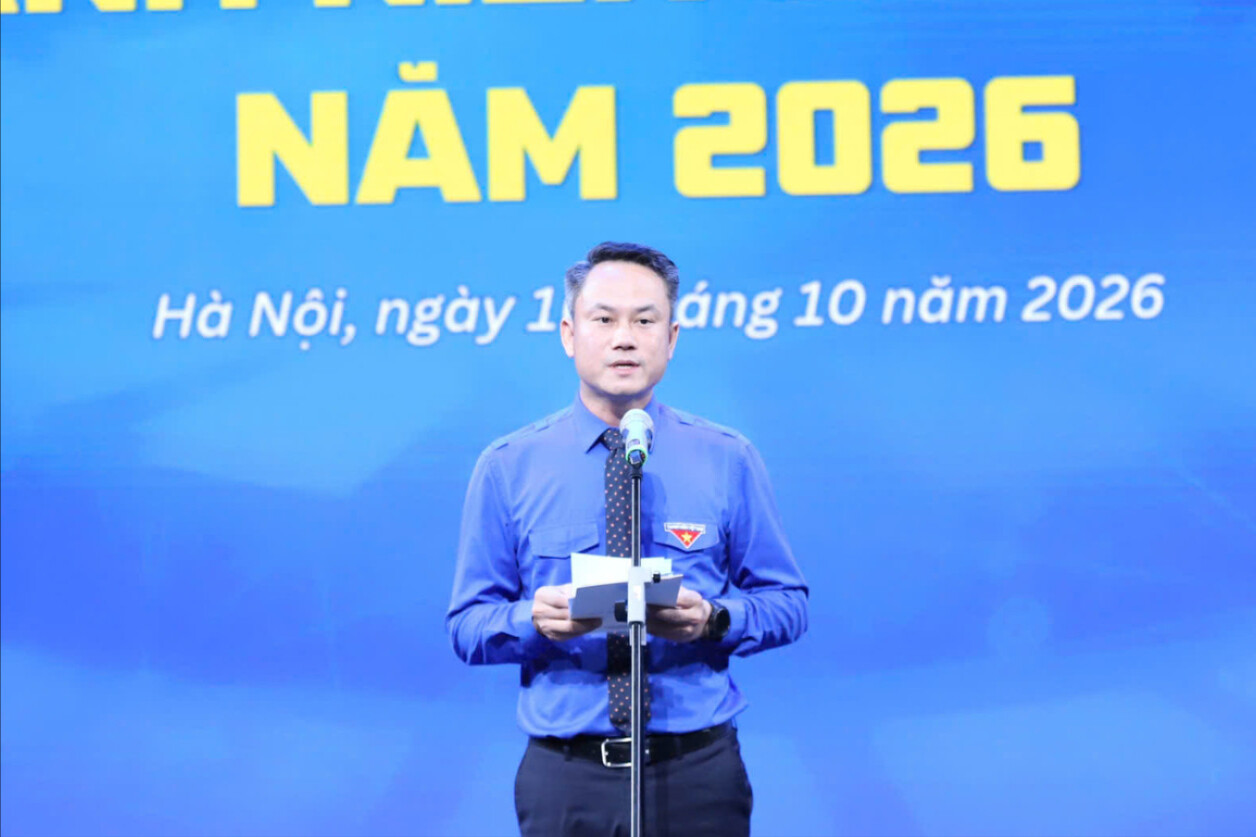 Anh Nguyễn Kim Quy, Bí thư Trung ương Đoàn, Chủ tịch Trung ương Hội LHTN Việt Nam phát biểu