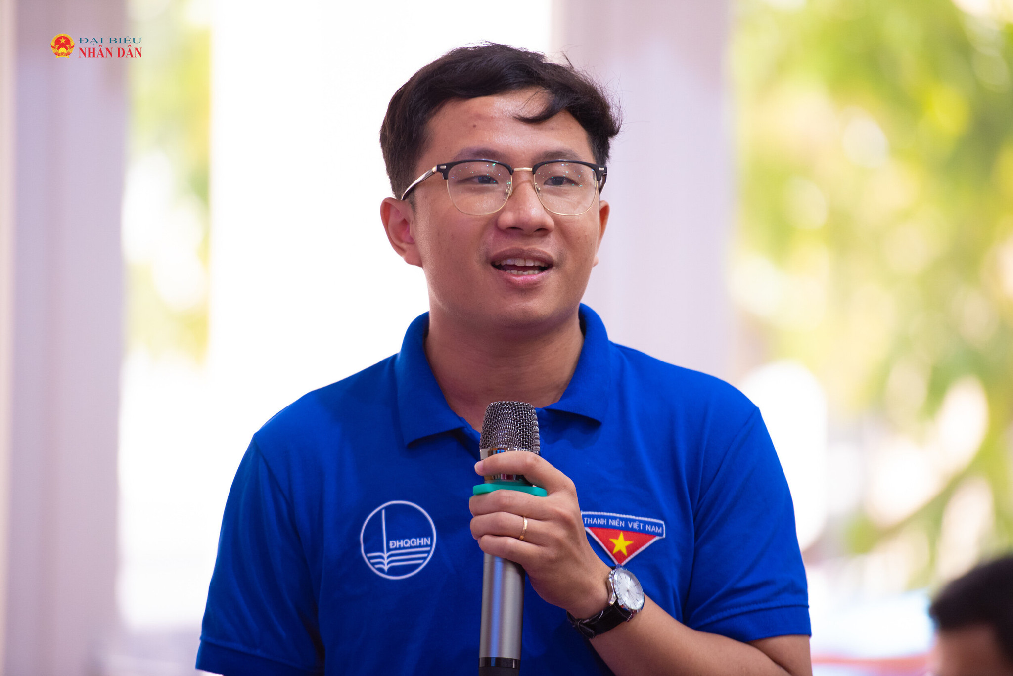 Phó Bí Thư Đoàn Trường, Chủ tịch Hội sinh viên Trường Đại học Luật, Đại học Quốc gia Hà Nội Mai Thanh Sơn, phát biểu