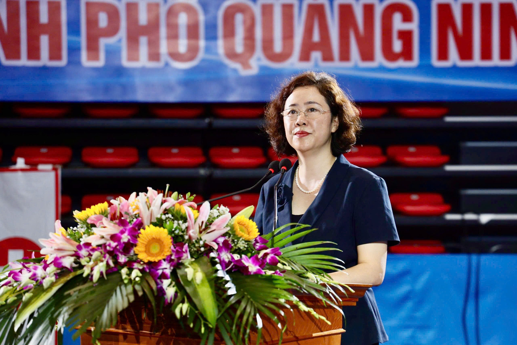 Phó Chủ tịch UBND thành phố Quảng Ninh Vũ Thị Mai Anh - Trưởng Ban tổ chức Đại hội phát biểu khai mạc