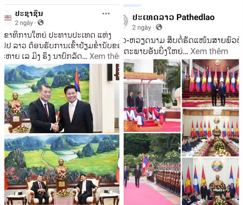 Posts on the official Facebook pages of Laophattana News and Pathetlao (Photo published by VNA)