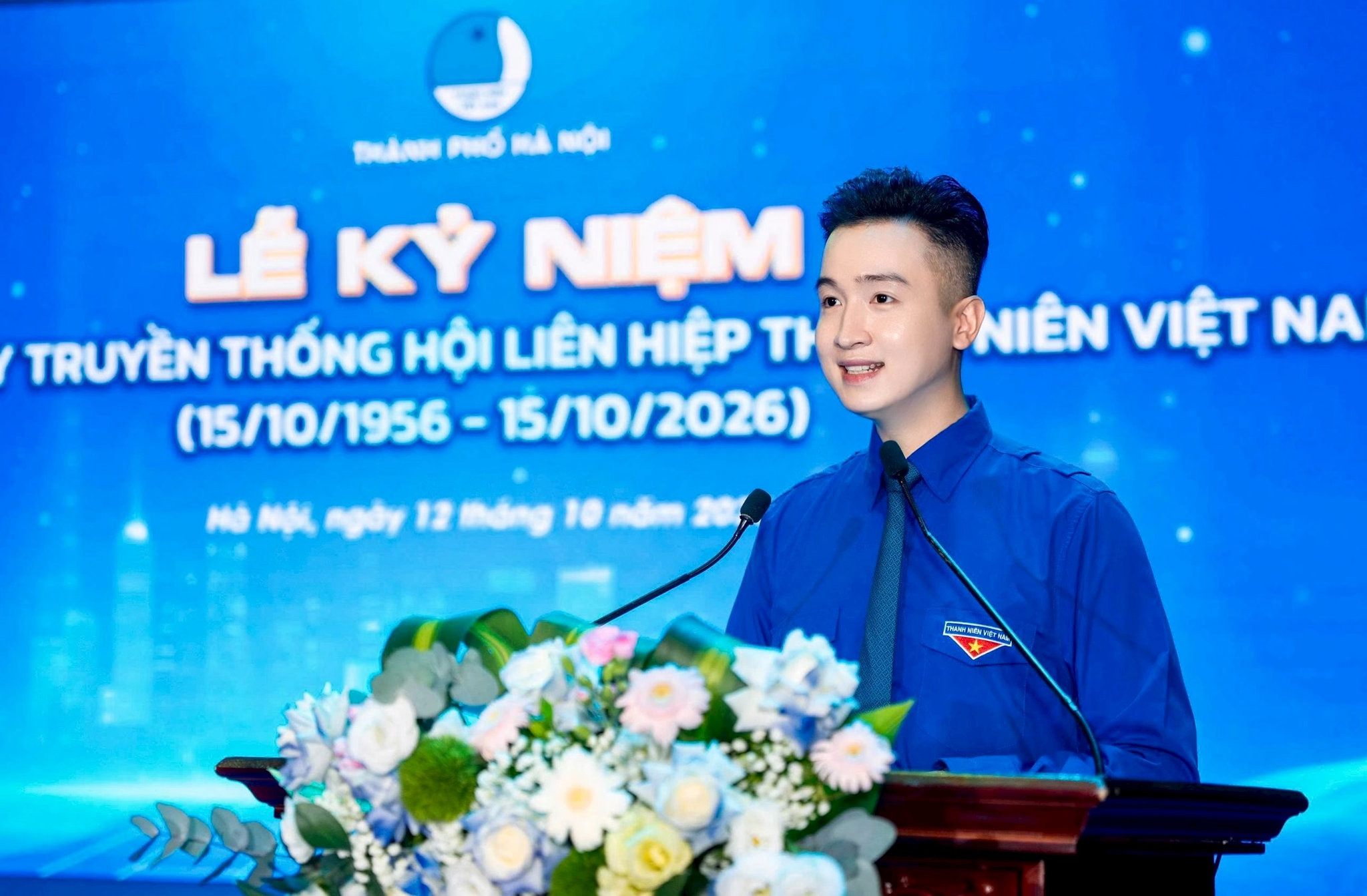 Phó Bí thư Thành đoàn, Chủ tịch Hội đồng Đội thành phố Hà Nội Đào Đức Việt phát biểu tại Lễ kỷ niệm