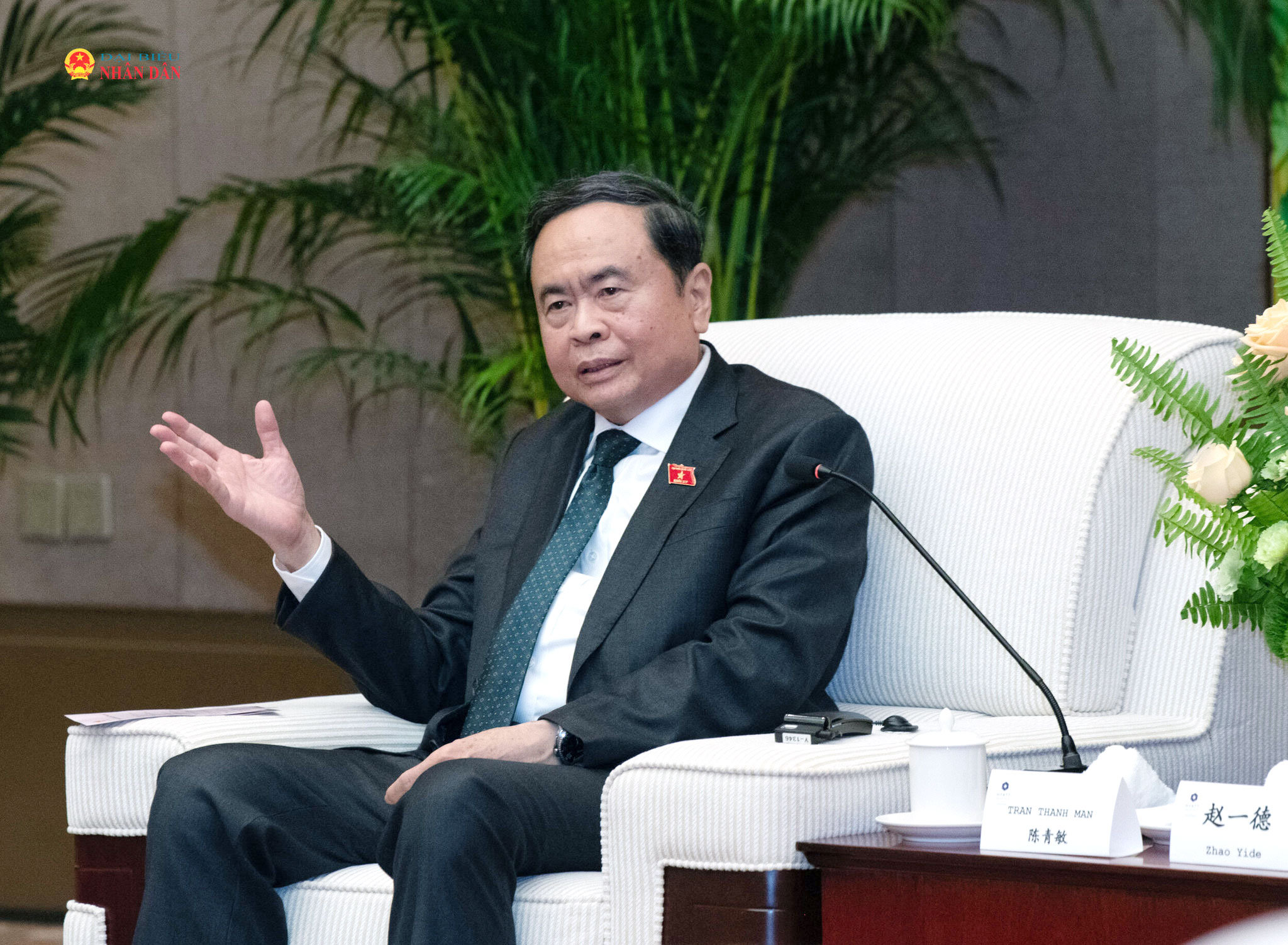 Chủ tịch Quốc hội Trần Thanh Mẫn phát biểu tại cuộc tiếp