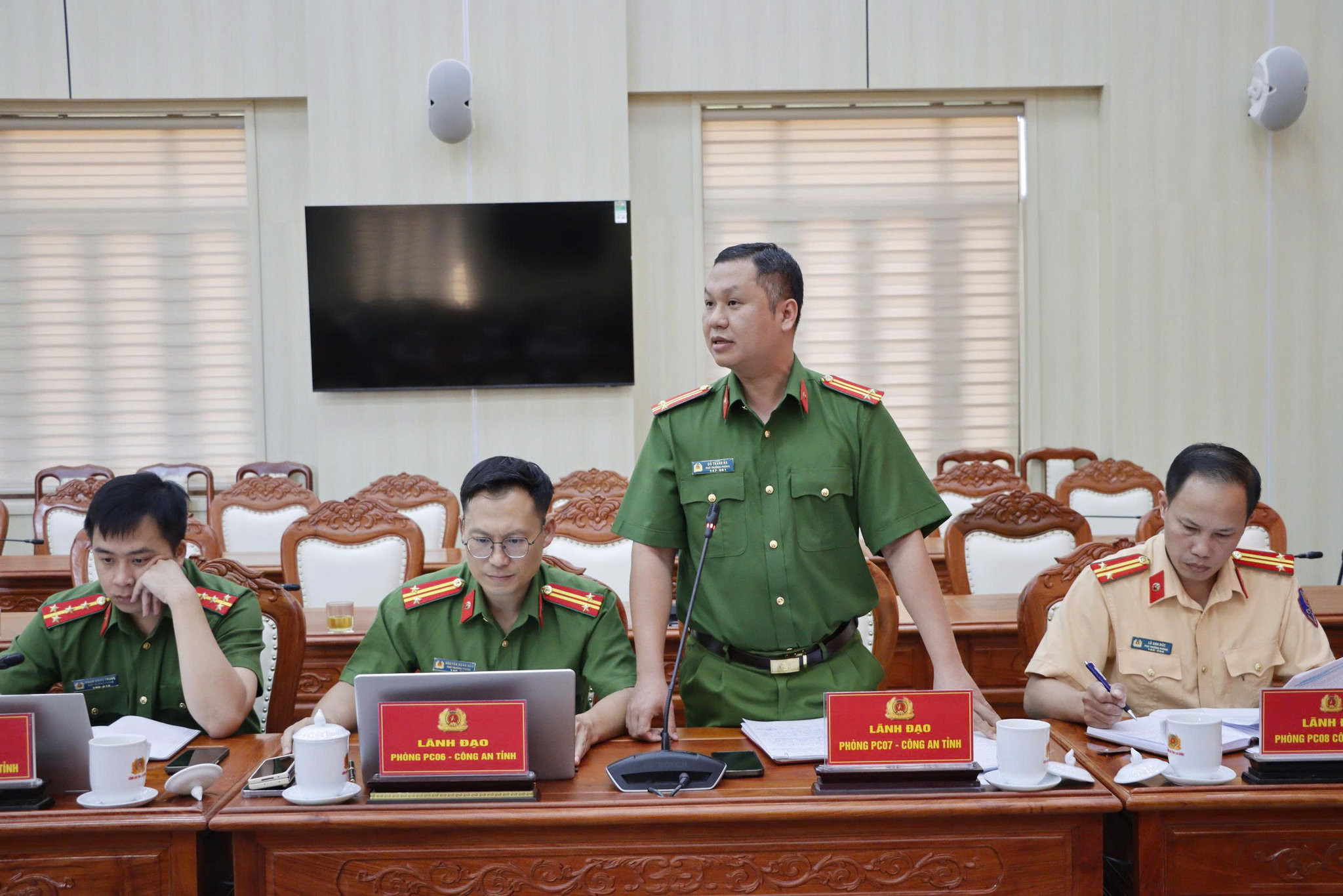 Trung tá Đỗ Thanh Hà, Phó Trưởng phòng Cảnh sát phòng cháy, chữa cháy và cứu nạn, cứu hộ, Công an tỉnh Lai Châu phát biểu