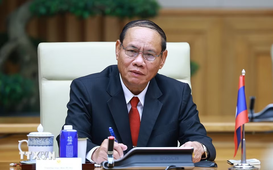Thường trực Ban Bí thư Trung ương Đảng Nhân dân Cách mạng Lào Vilay Lakhamfong tại cuộc tiếp