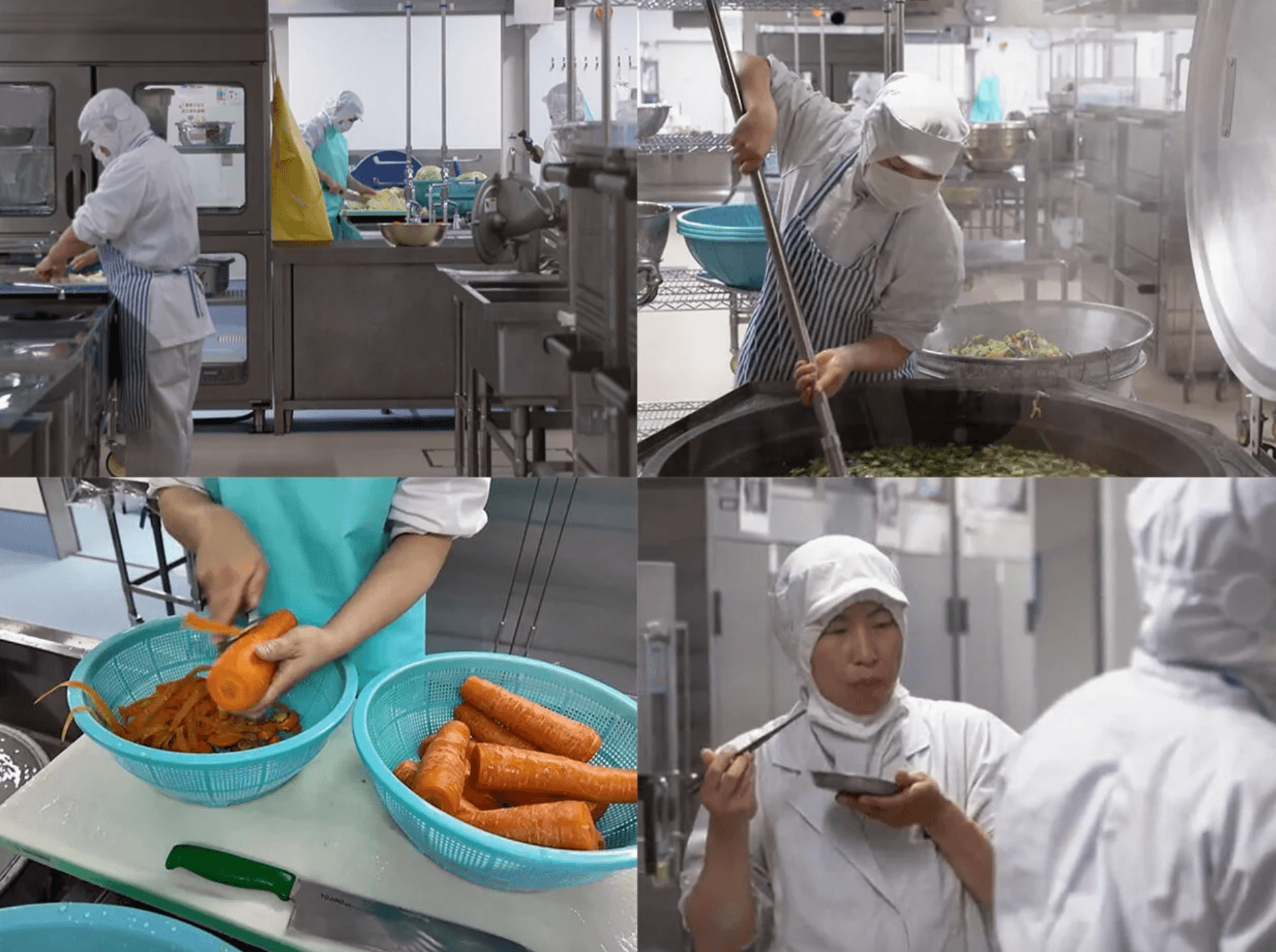 Công tác chuẩn bị bữa trưa tại trường Tiểu học Shikahamamirai