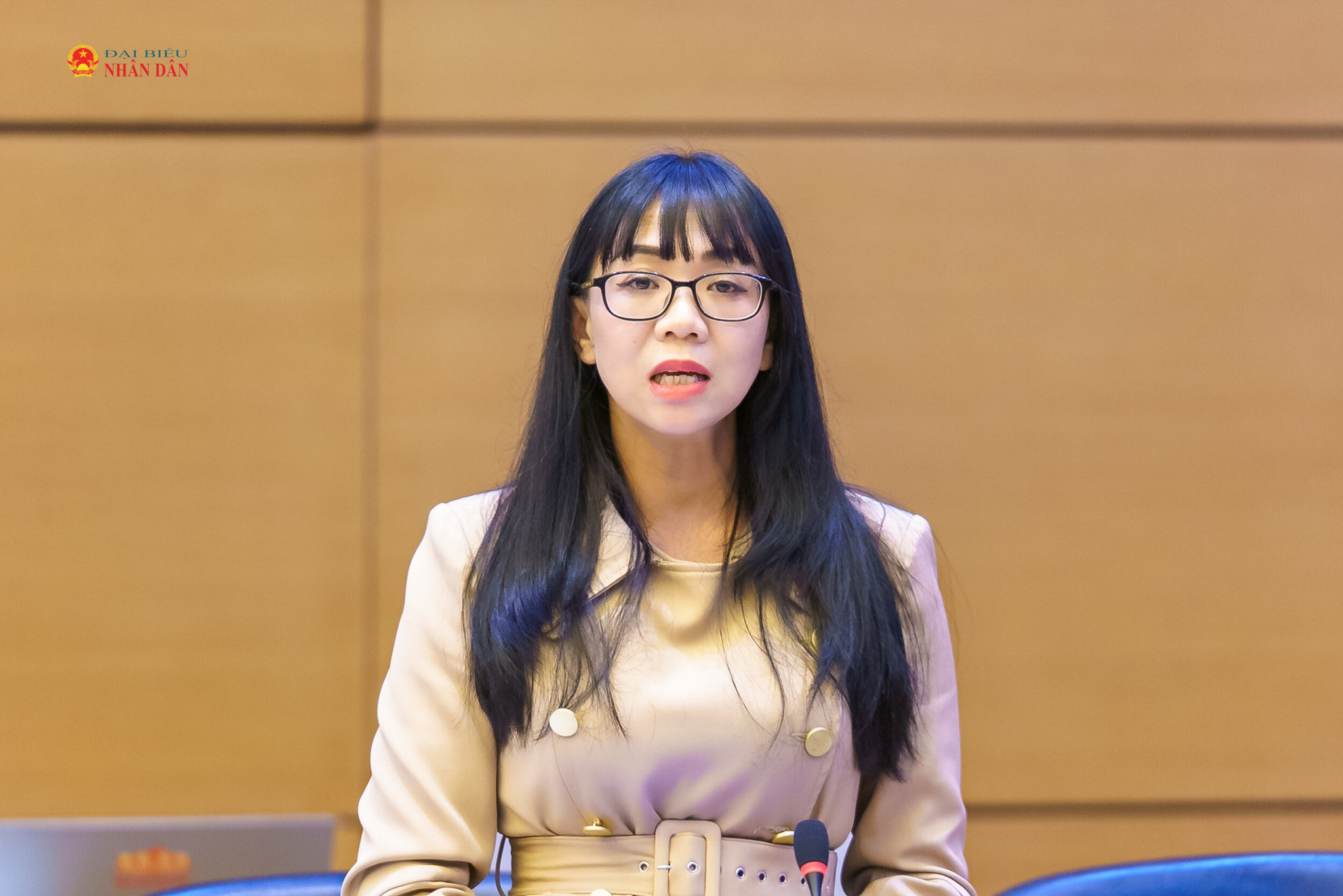 ĐBQH Trịnh Thị Tú Anh (tỉnh Lâm Đồng) phát biểu thảo luận tại tổ. Ảnh: Phạm Thắng